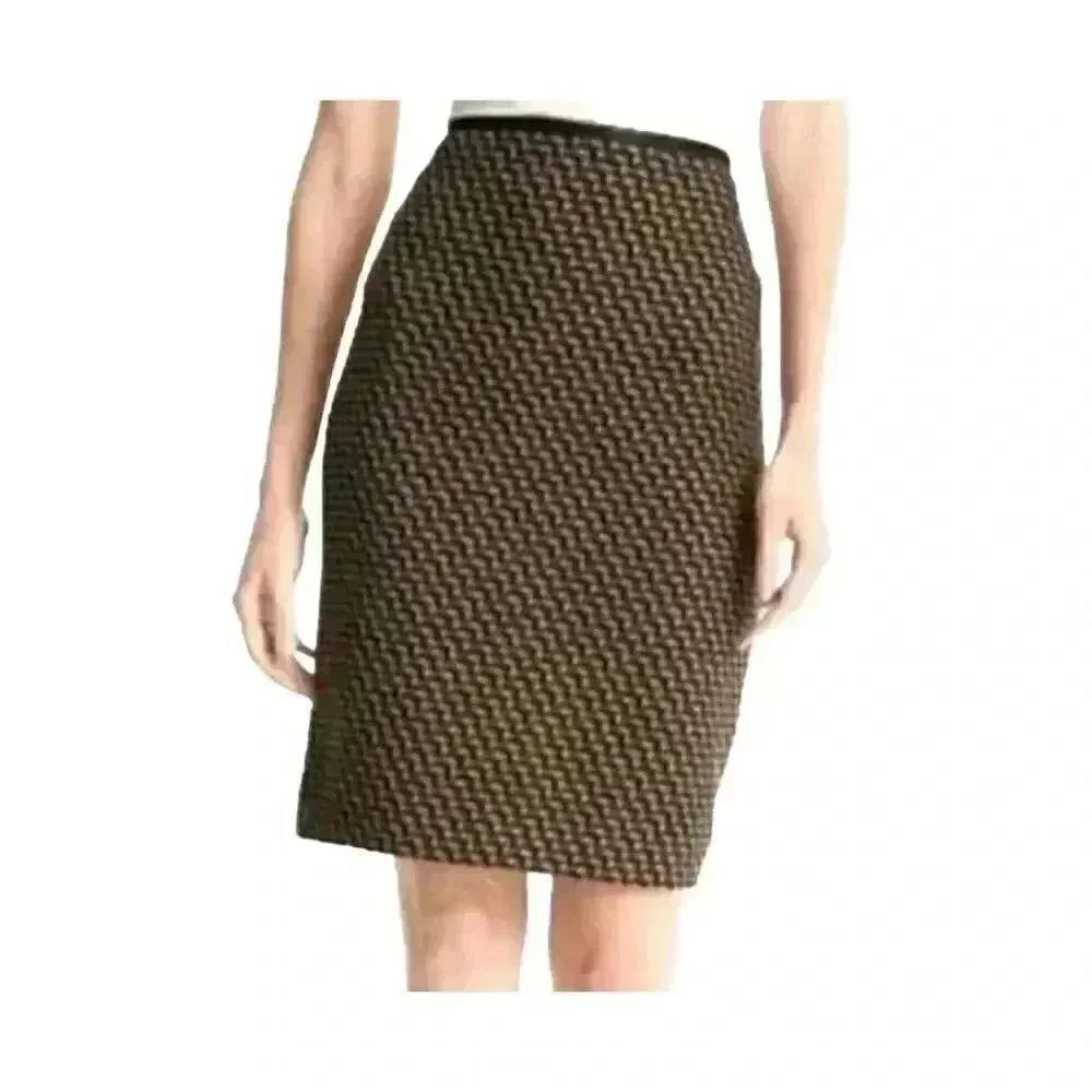 Nordstrom Women's Brown Textured Acrylic/Poly/Wool Lined Pencil Skirt